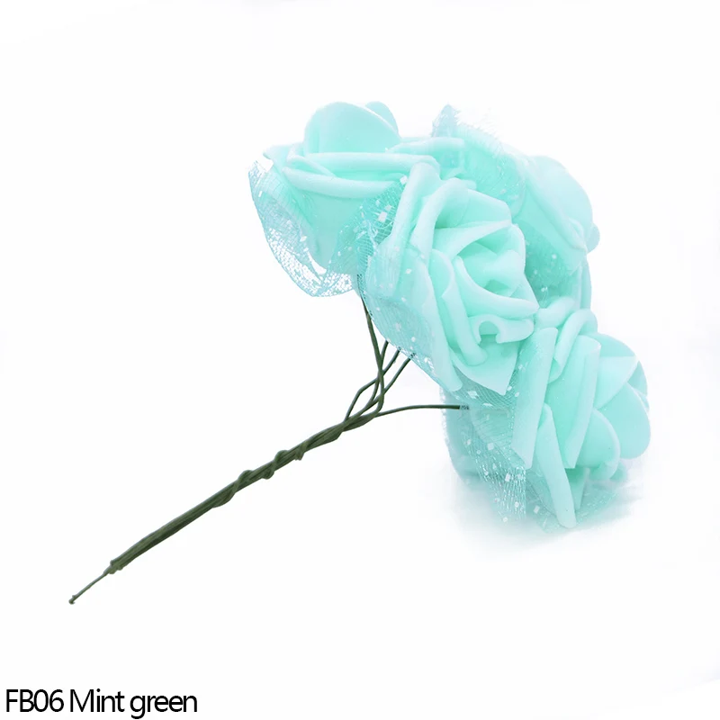 FB06 Mint green 30 голов 4 см Очаровательная ПЭ пена роза искусственные розы Свадебный букет цветов дома Свадебная вечеринка Настольная Ваза Декор ярко поддельные цветы - Color: FB06 Mint green