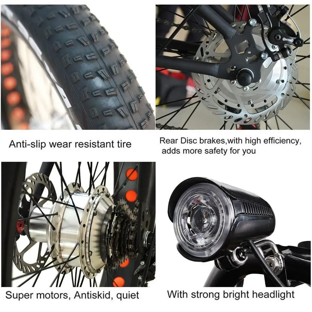 26inch High Carbon Steel Frame Bicycle Electric 25 miles Bike 26&quotx4&quot Fat Tire 250Lbs US 6-speed-gears Plug | Спорт и