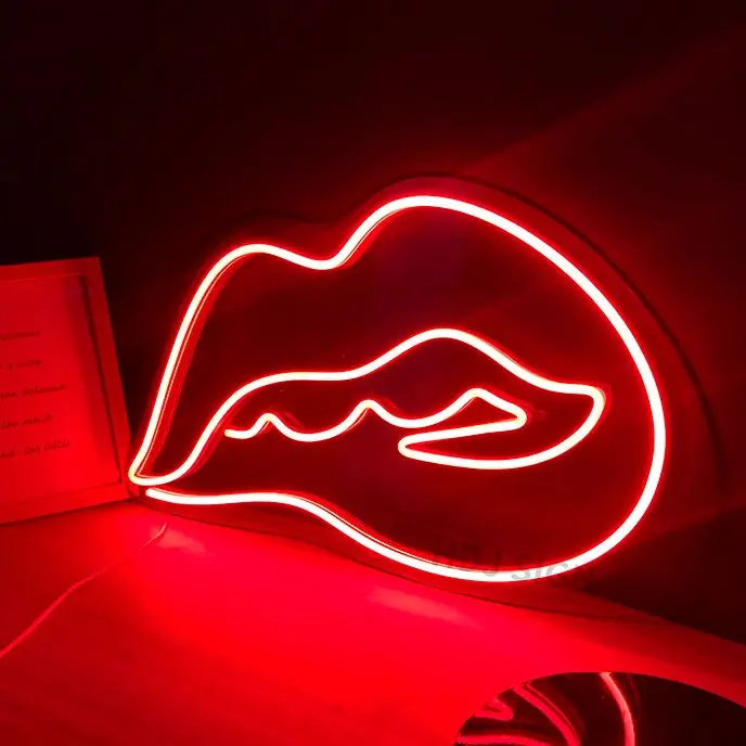 

Custom Lips Logo LED Neon Sign ins Wall Decor For Club Bar Cafe Restaurant Store Party Background Decor Neon light