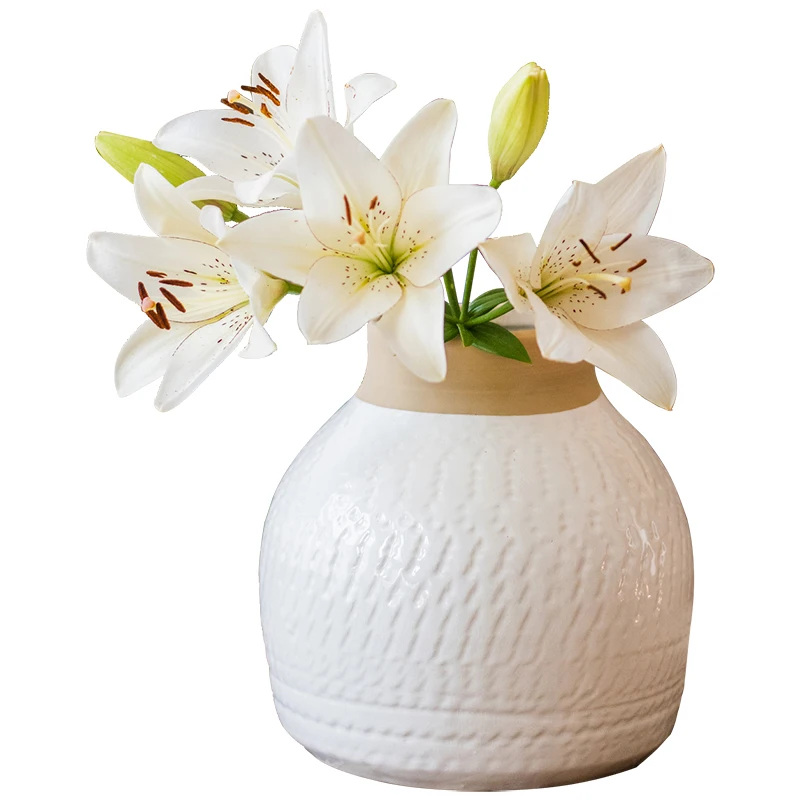 Белый художественный керамический цветочный горшок ручной работы ваза цилиндр