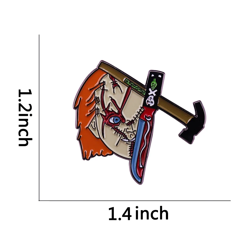 Детская Брошь в виде головы Чаки Долли значок с ужасными иконами эмалированная