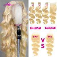 613 blonde bundles with closure 5x5 closure 613 blonde brazilian body wave with closure 613 body human hair bundles with closure