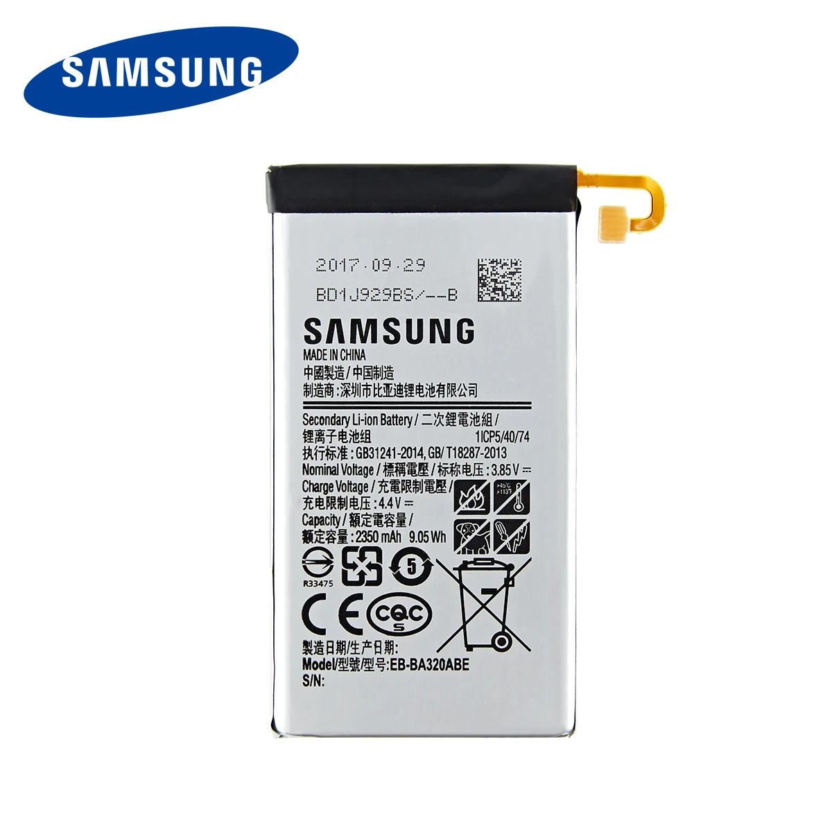 Оригинальный телефон SAMSUNG аккумулятор 2350 мАч для Samsung Galaxy A3 (2017) A320 EB-BA320ABE A320Y A320FL