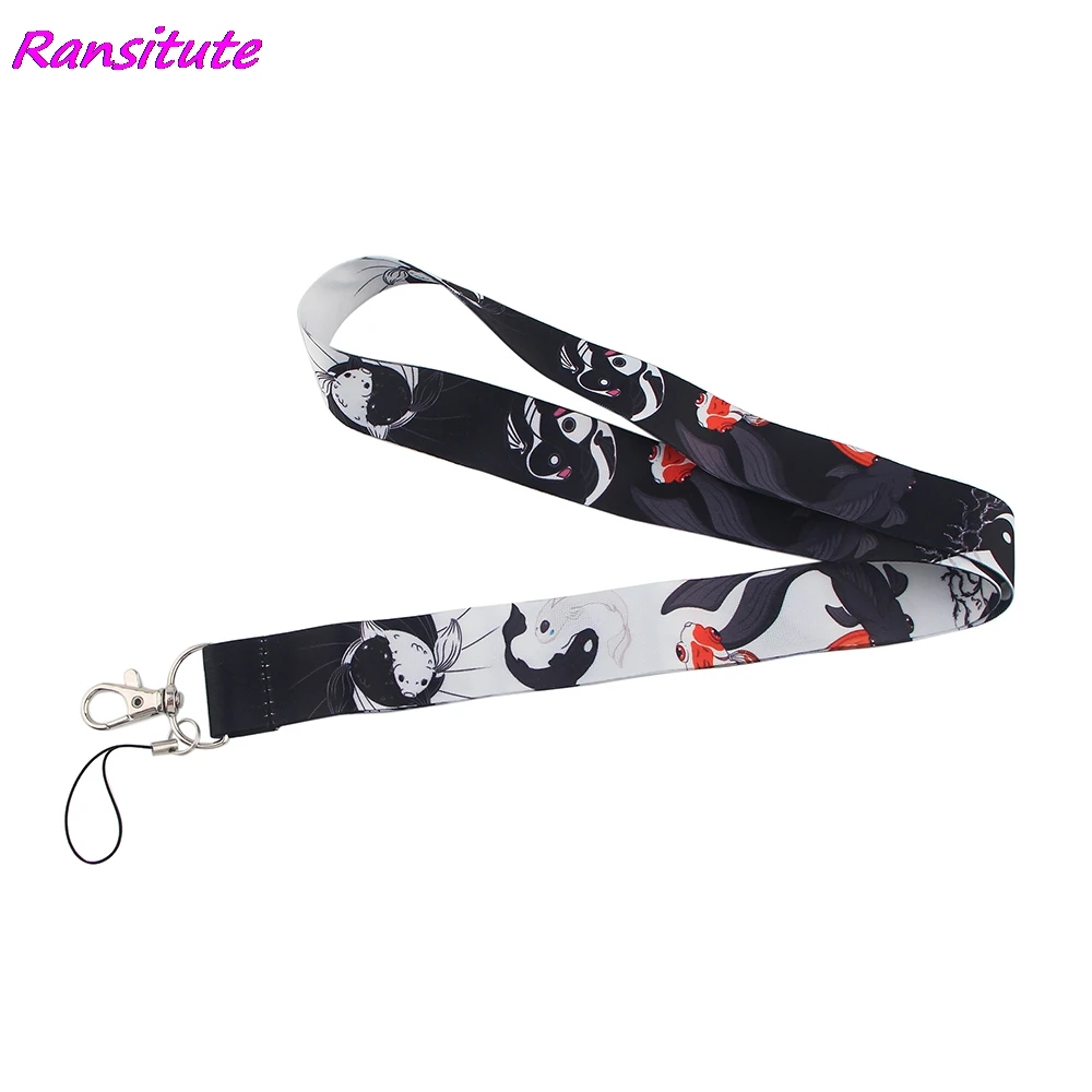 

Ransitute R1530 Koi Yin And Yang Keychain Tags Strap Neck Lanyards For Key ID Card Pass Gym Phone USB Badge Holder DIY Hang Rope