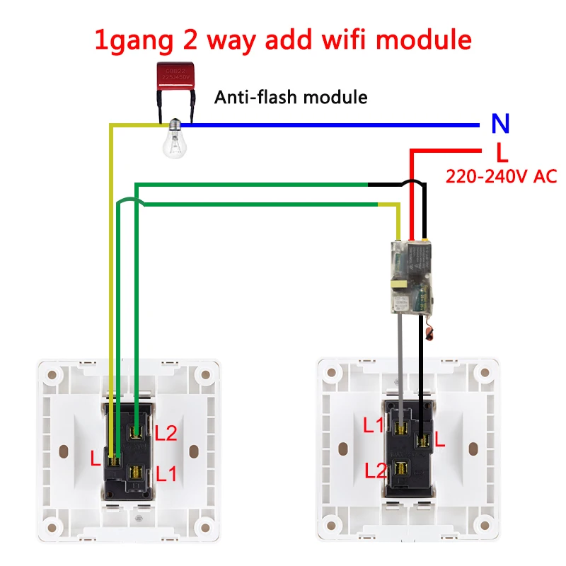 Однопроводный Wi-Fi-модуль eWelink поддержка RF433Mhz не требуется нейтральный провод