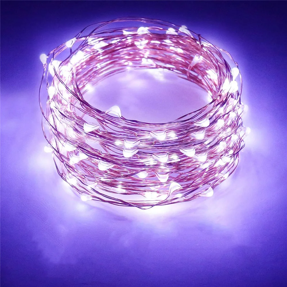 Гирлянда с медным проводом питание от батарейки 100 шт. 1 м 2 | Лампы и освещение