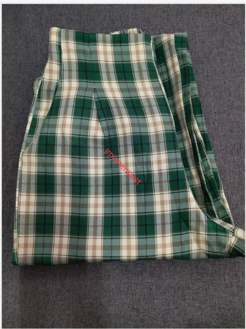 Летние женские широкие брюки в клетку Модные свободные эластичные для бега