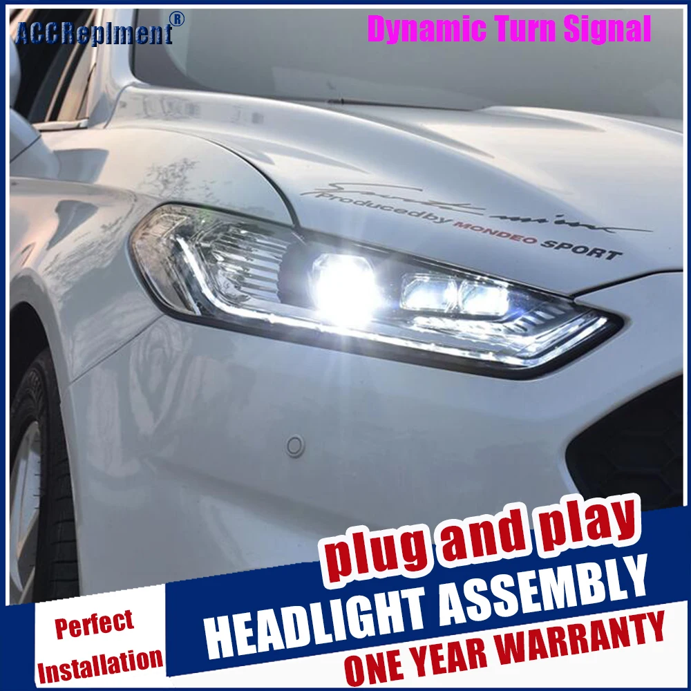 Автомобильные Стайлинг светодиодный ные фары для Ford Mondeo Fusion 2013-2016 drl H7 hid