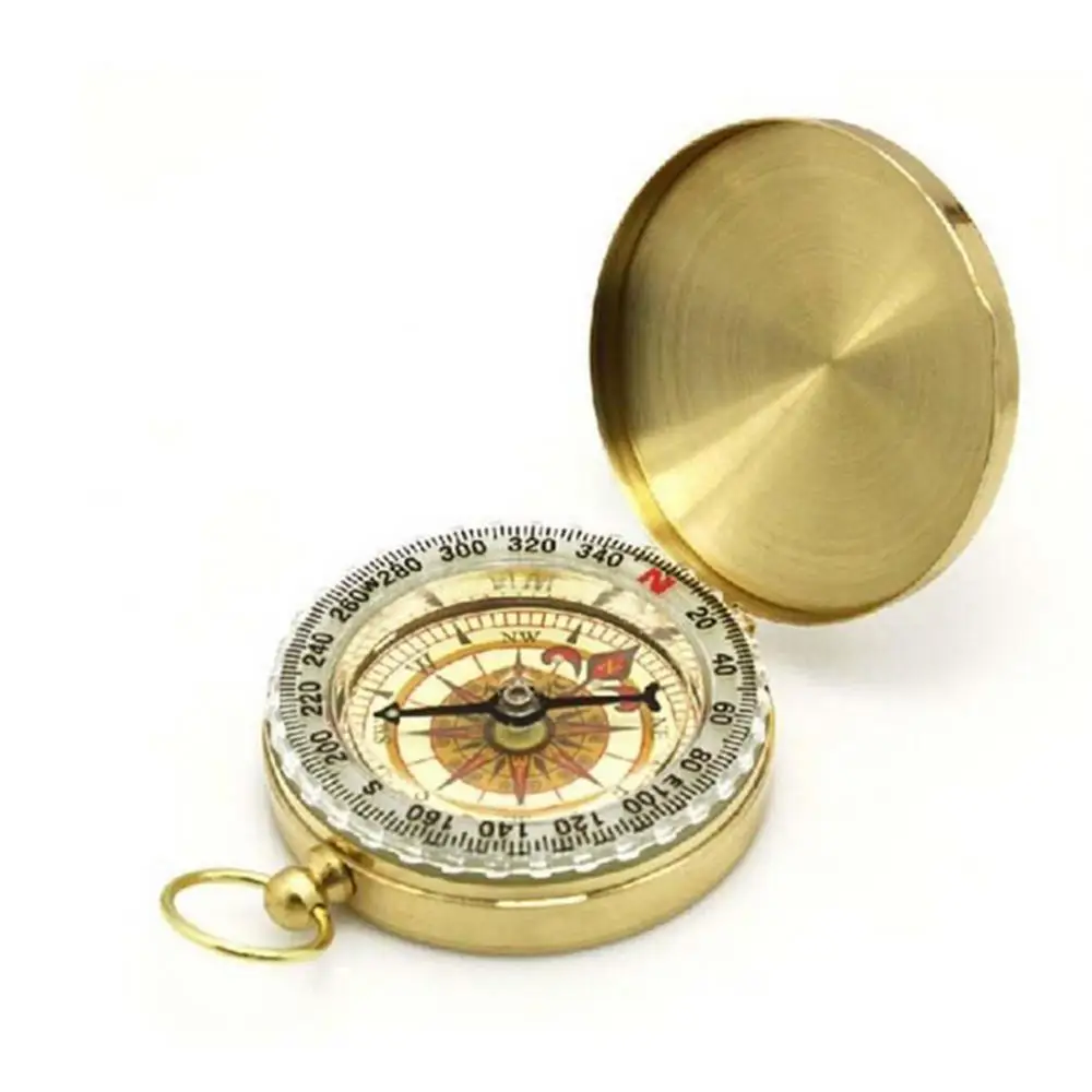 Лидер продаж 50% года светящийся медный Карманный компас в стиле ретро для