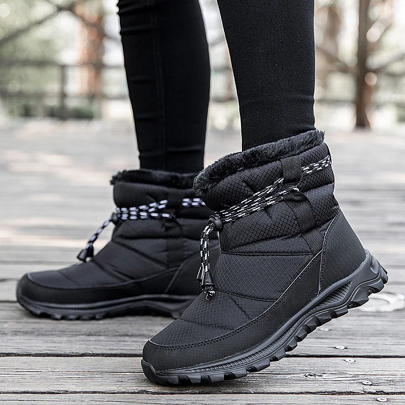 

2021 Winter Warm Women Boots Waterproof Snow Boots Plush Ankle Shoes Women Red Black Boot Ladies shoes