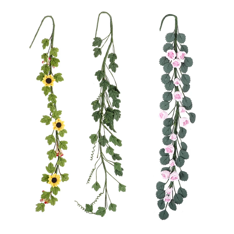 1/12 Кукольный Домик DIY миниатюрные розы кукольный дом Миниатюрный цветок Виноградная лоза цветы ручной работы глина красочные милые скалолазание Роза ваттл