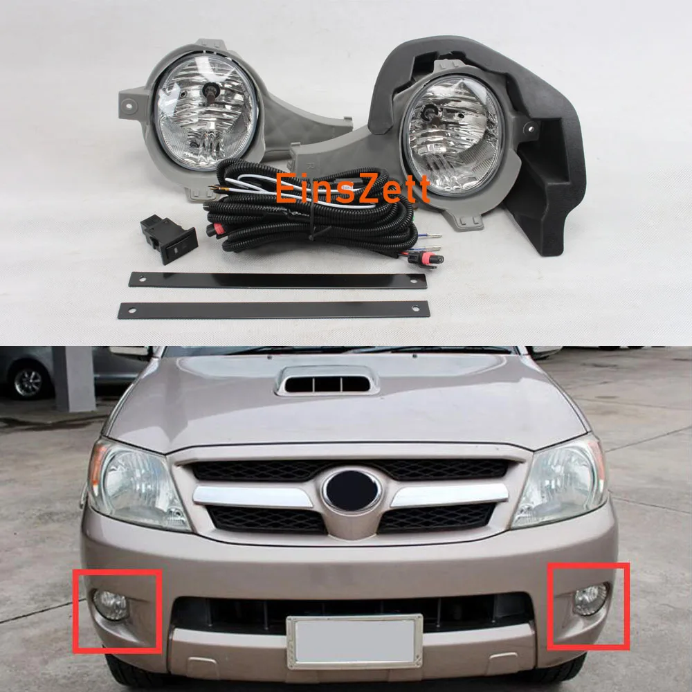 

1 комплект автомобильных противотуманных фар в сборе для Toyota Hilux Vigo 2005 ~ 2007, передний бампер детской лампы с аксессуарами