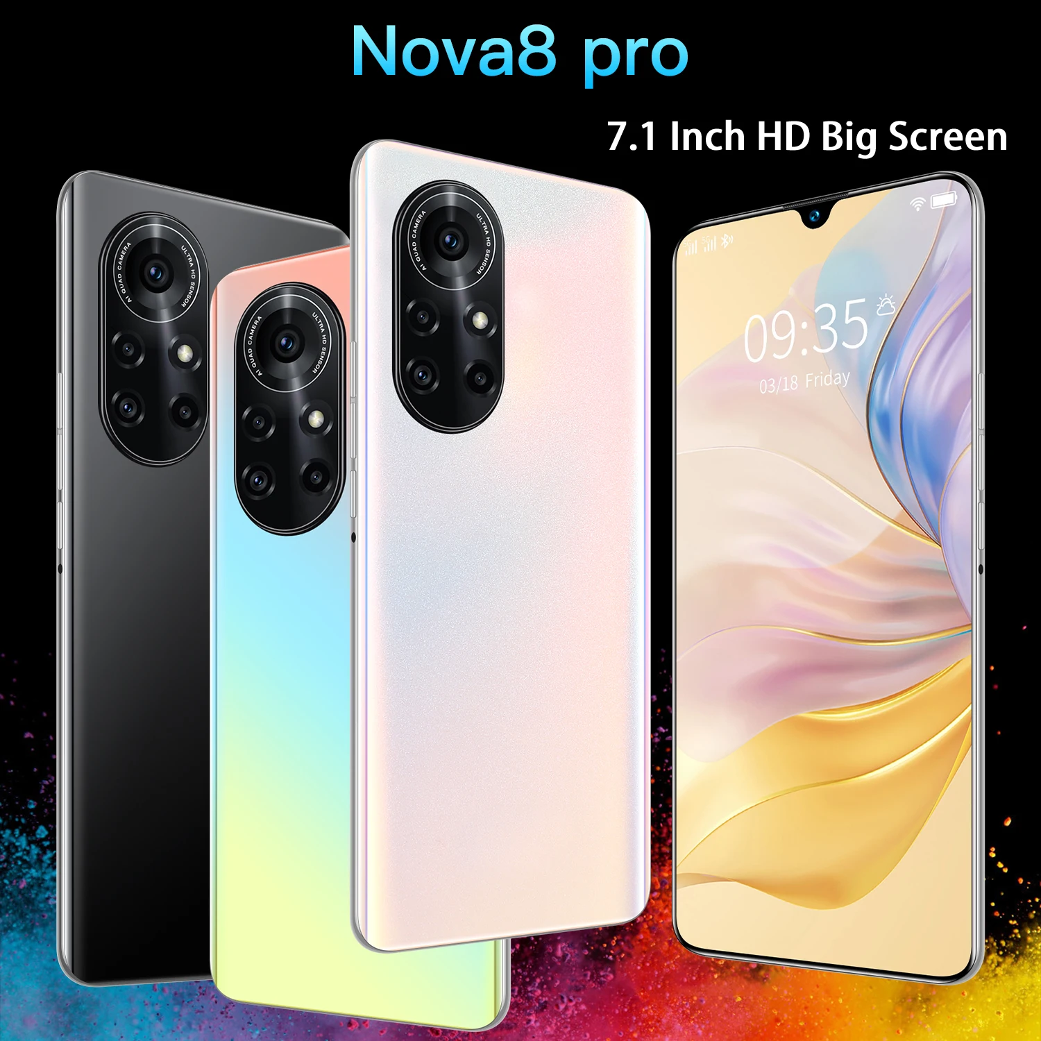 global version smartphone nova 8 pro 12gb512gb 7 1 inch full screen smart phone 64mp32mp camera cell phone fast shipping phone free global shipping