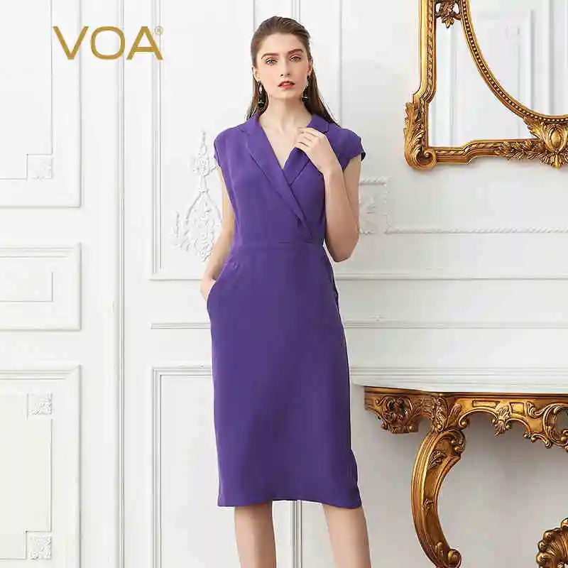 Женское офисное платье-карандаш VOA однотонное платье фиолетового размера плюс с