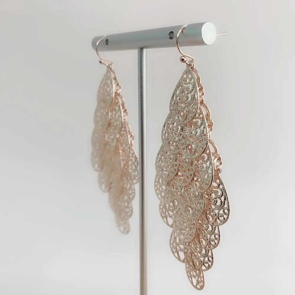 NEW ROSE GOLD EARRINGS FASHION JEWELRY WEDDING PARTY GIFTS FEMALE ACCESSORIES GOOD QUALITY | Dangle Earrings