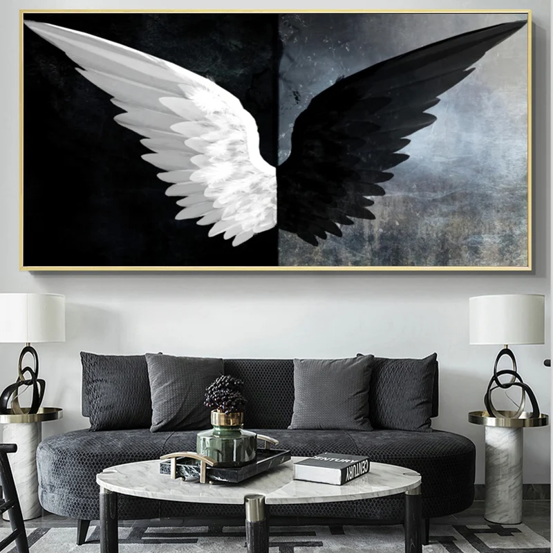 

Black And White Angel Wings Canvas Art Posters And Prints Modern Wings Canvas Paintings On the Wall Art Pictures Home Decoration
