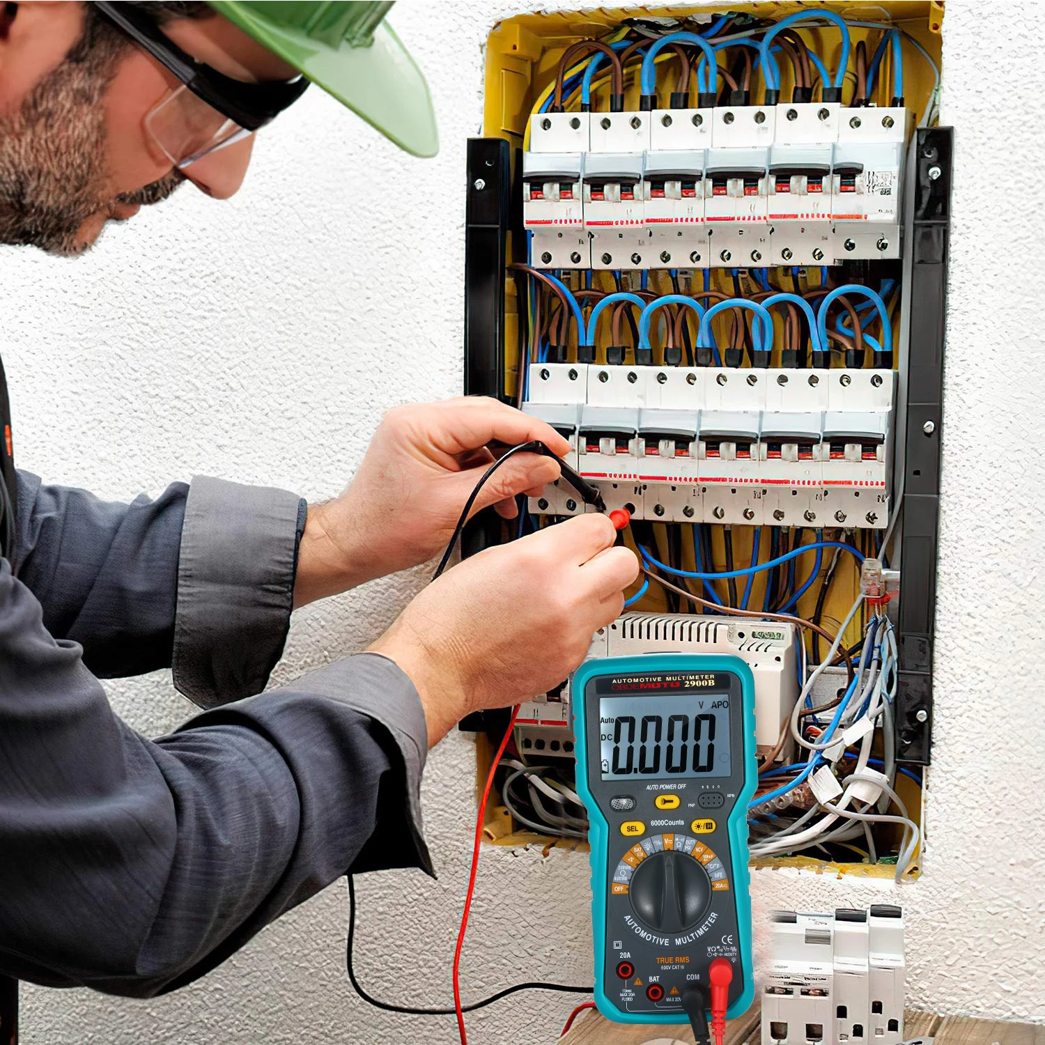 

Automotive Multimeter 2009B 6000 Counts True RMS LCD Digital Universal Meter with Flashlight Large Screen Universal Multimetro