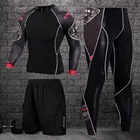 Комплект мужской спортивной компрессионной футболки и брюк, комплект для бега и тренировок, одежда для спортзала и фитнеса, топы и леггинсы