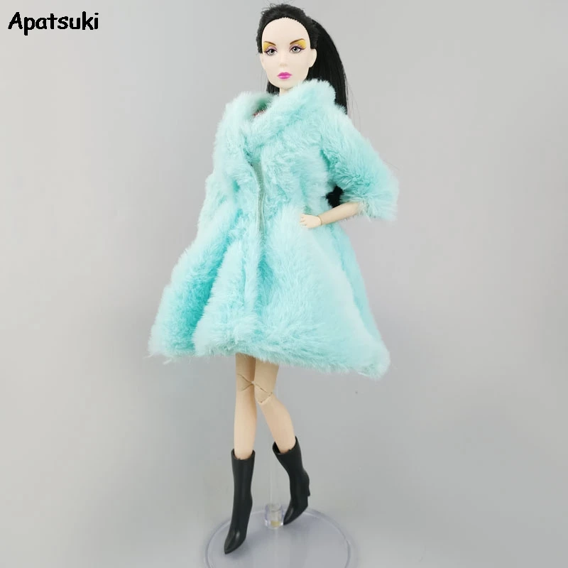 

Green Winter Fur Coat for Barbie Doll Outfits Clothes Overcoat Jacket for 1/6 BJD Dolls Accessories Toys For Children DIY Gift