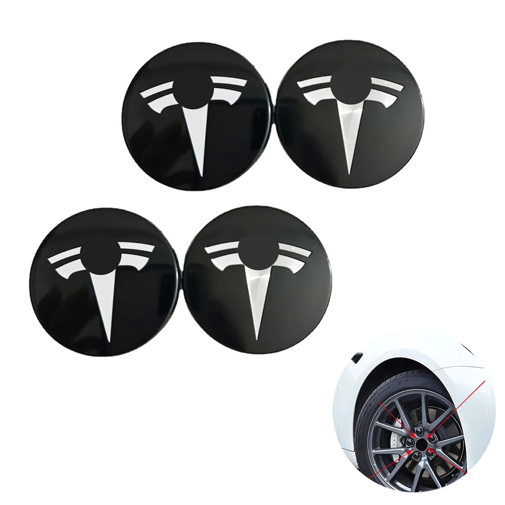 

4pcs 56mm Car Wheel Center Hub Cap Cover Stickers Rim Emblem Badge Fit For Tesla Model 3 S X Car Styling