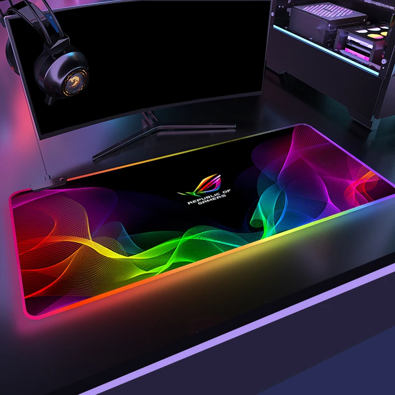 Республика геймеров RGB игровая большой Мышь Pad ROG геймера светодиодный