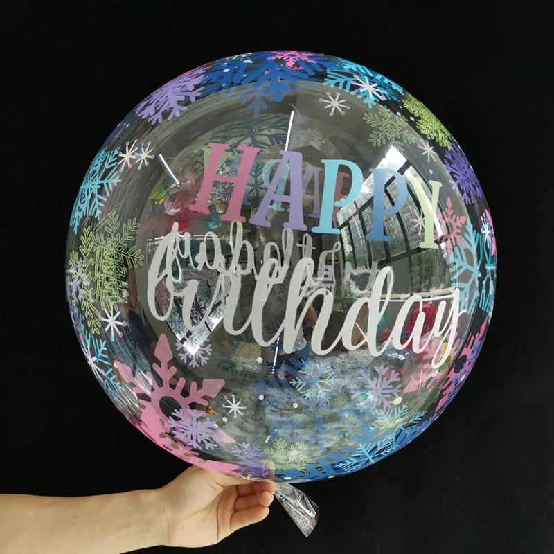 

20inch Happy Birthday Foil Balloon Snowflake Transparent Balloon Helium Bobo Balloons Wedding Birthday Christmas Decor Globos
