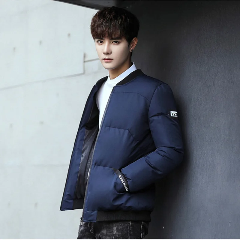 Зимняя мужская хлопковая стеганая Толстая винтажная Бейсбол Бомбер куртка парка