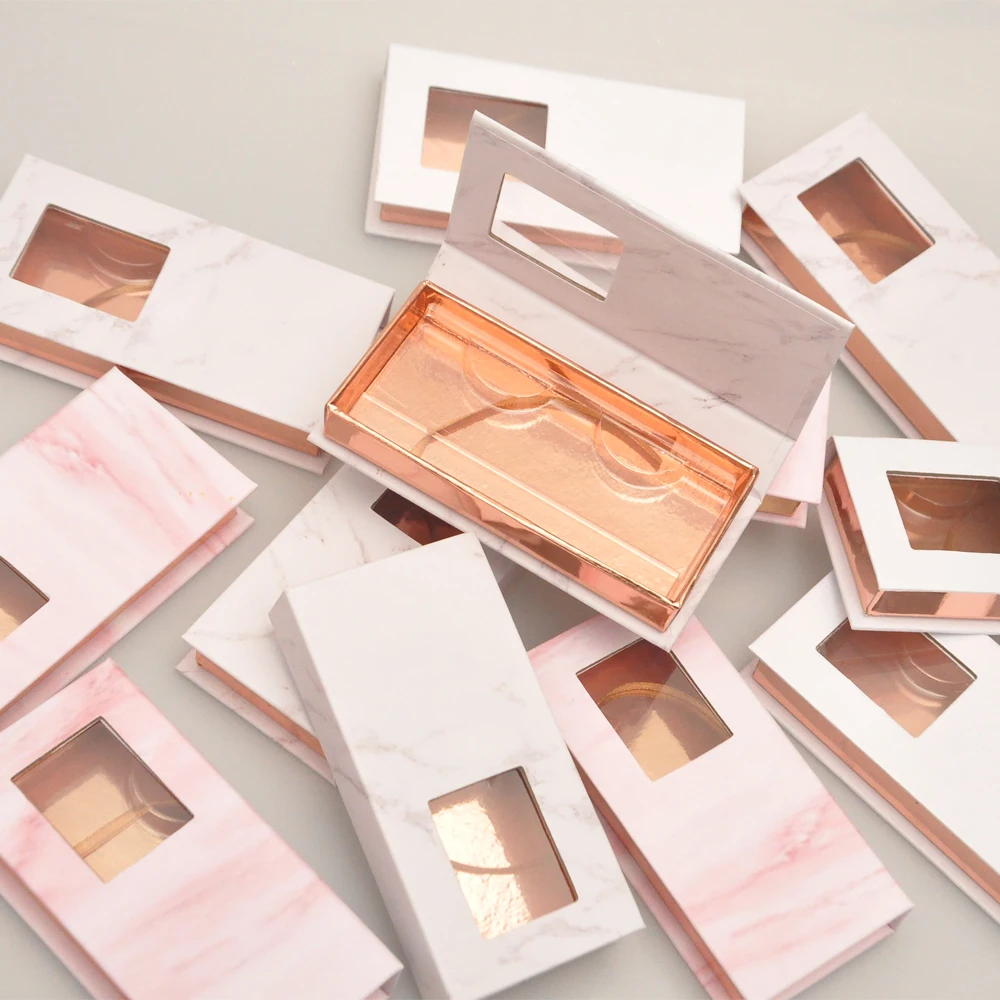 

wholesale false eyelash packaging box lash boxes packaging custom logo fake mink eyelashes marble case with tray in bulk vendors