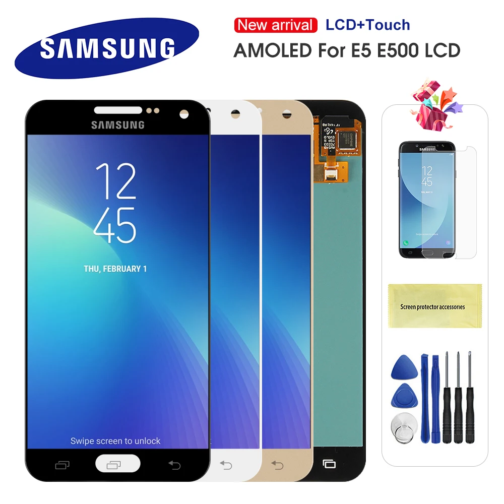 Оригинальный ЖК-дисплей AMOLED для Samsung Galaxy E5 E500 E500F E500H E500M сенсорный экран