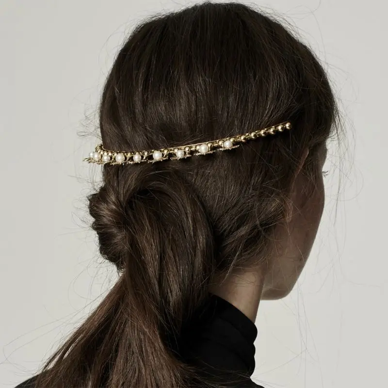 Baroque Forehead Jewelry Metal Headband Faux Pearl Rhinestone Sun Hair Hoop Women Bridal Wedding Styling Tiara Crown Headdress | Красота и