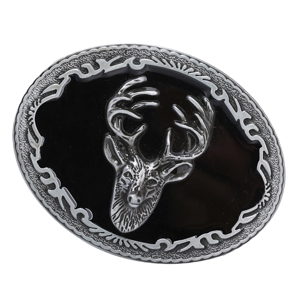 

Festival Stylish Mens Elk Head Design Western Rodeo Oval Belt Buckle Accessories Gift