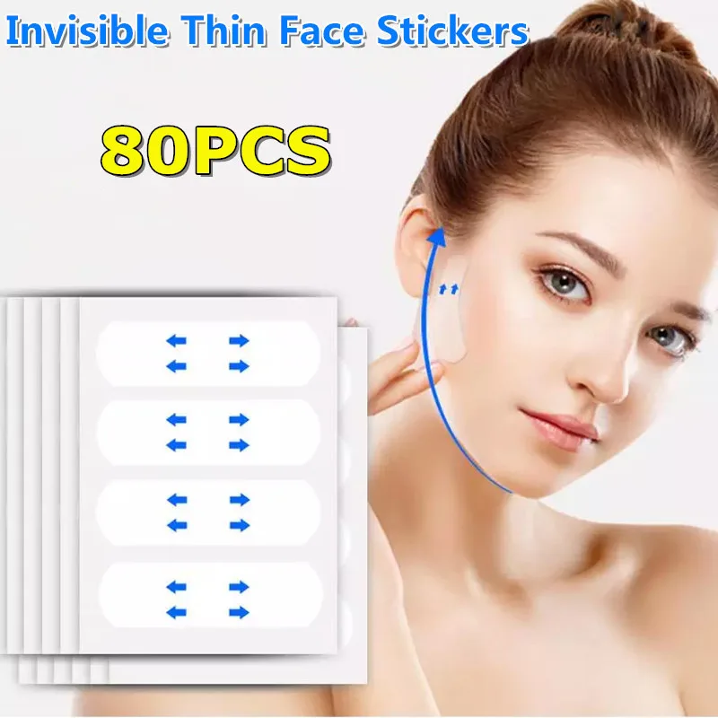 

40Pcs Invisible Thin Face Stickers Instant Face Facial Line Waterproof V-Shape Breathable Fast Lift Up face lift Adhesive Tape
