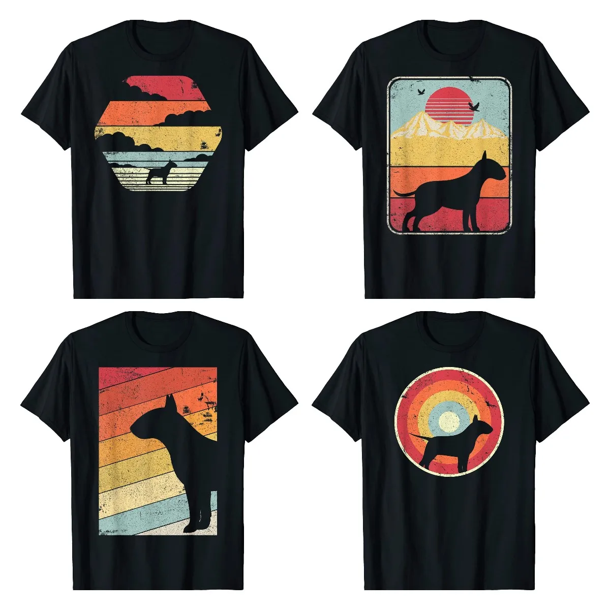 

Vintage 1970s Tee shirt Punk Summer Style T-shirt Retro Letter Printed Bull Terrier Dog T shirt Dog Owner Gift Clothing