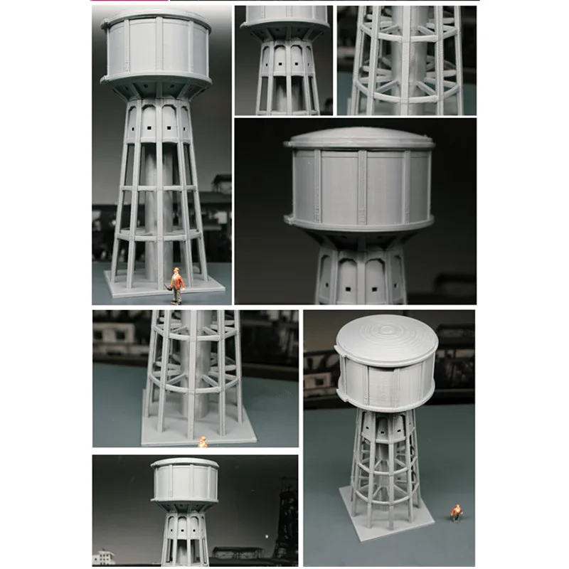 

1:87 HO Scale Industrial Water Tower for Train Railway Model Scene Decoration G2
