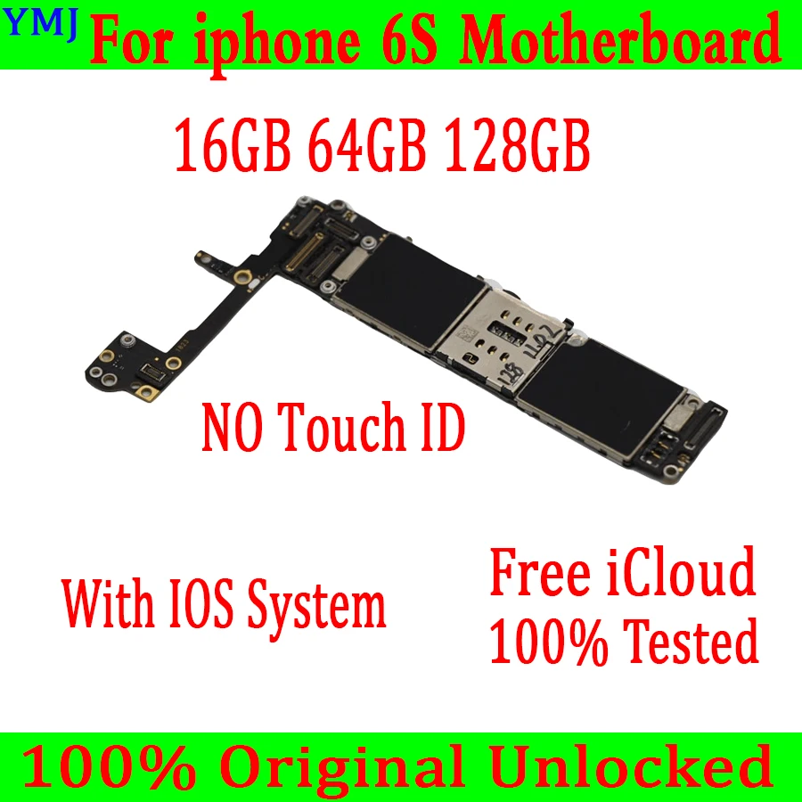 With IOS System for iphone 6S Motherboard With/NO touch ID logic board 16GB/64GB/128GB Original unlock | Мобильные телефоны и