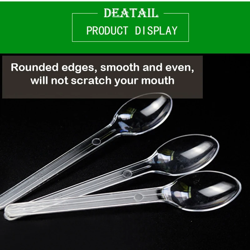 

100PCS Disposable plastic spoon Individually package small spoons Dessert spoon Ice cream scoop Disposable tableware
