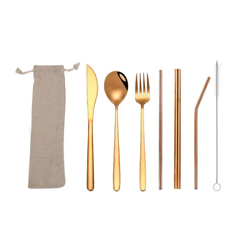 Портативные столовые приборы вилка ложка набор щеточек из нержавеющей стали