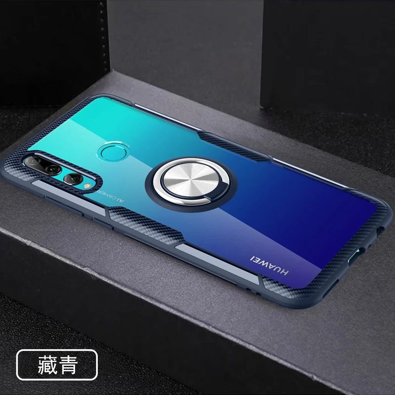 Navy Чехол для Honor 10i прозрачный акриловый чехол-кольцо для Honor 10i 20i 10 20 Lite Pro V20 Honor Play магнитный автомобильный держатель бронированный чехол - Цвет: Navy