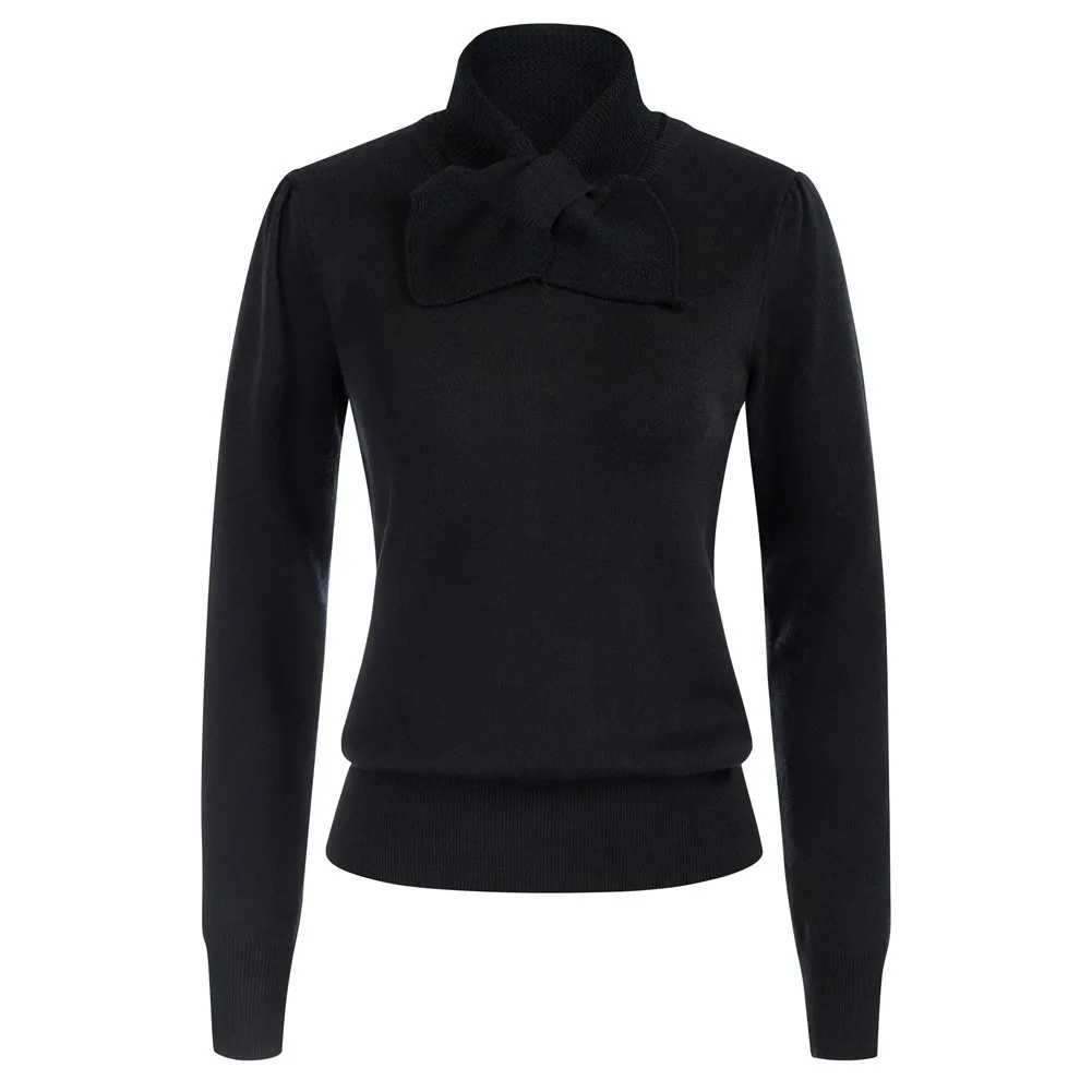 

Belle Poque Women Vintage Sweaters With Mini Scarf Long Sleeve Crew Neck Knitwear Vintage Clothes Ladies Warm Tops Bottom Brand