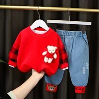 1 2 3 4 years new baby toddler girl boy clothes set 2021 autumn fashion cartoon cute animal spring infant outfit streetwear
