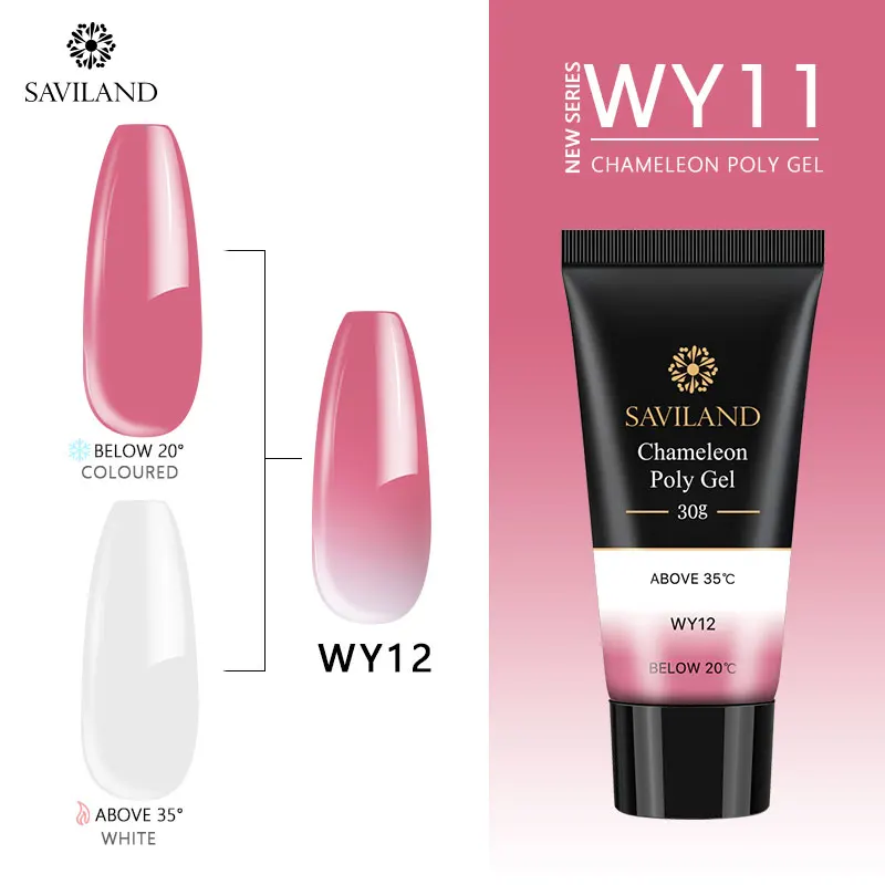 30ml WY12 Saviland 30 мл Гель-лак акриловый полигель изменение температуры многоцветный Алмазный полигель для ногтей быстрое строительство УФ-набор для ногтей - Цвет: 30ml WY12
