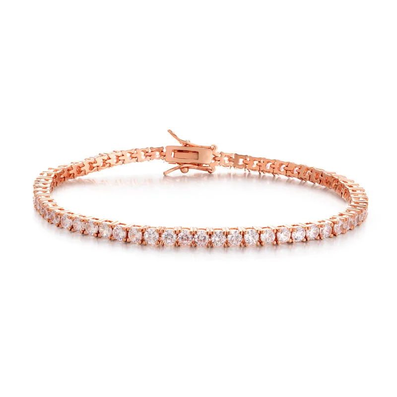 

3mm/Piece 18K Gold Plated Jewelry Tennis Bracelet Women Zircon Roman Bracelet Female 7 inches with Box