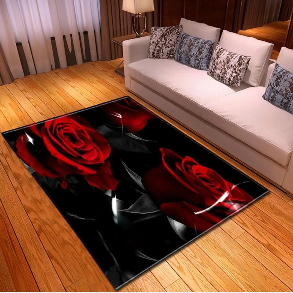 Розовый цветок 3D печать большой ковер многоцветный Красный Свадебный декор