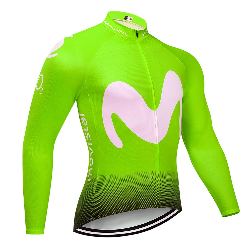 Long sleeve jersey Movistar длинный рукав Велоспорт Джерси Набор летний дышащий детский нагрудник брюки ropa ciclismo велоодежда MTB велосипед мужская одежда - Цвет: Long sleeve jersey