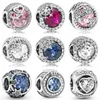 Сверкающие Снежинки синяя Корона O розовые подъемные снежинки в форме сердца искусственное серебряное очарование подходит для браслета Pandora Diy ювелирные изделия