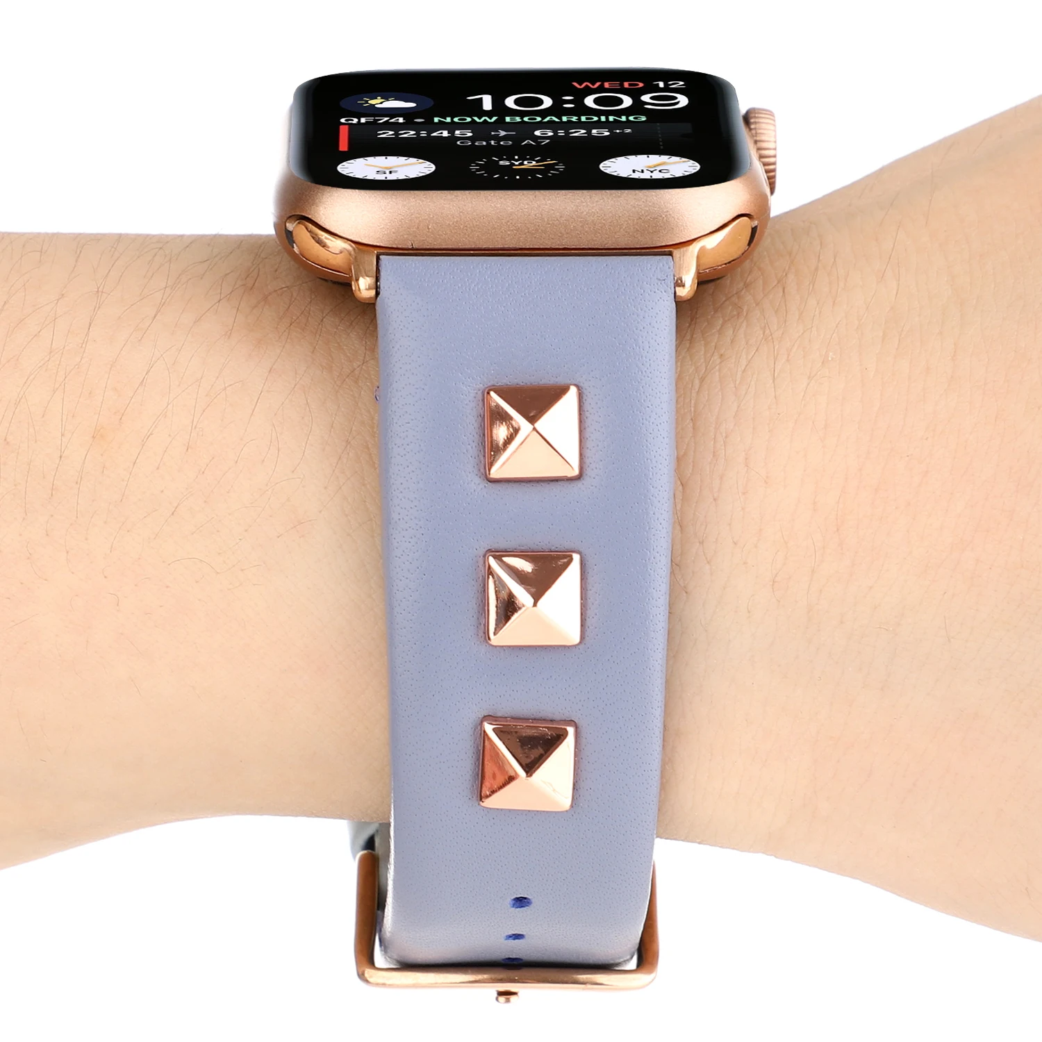 Ремешок из натуральной кожи с заклепками розового золота для apple wacth band 42 мм 38 мм apple watch 4 44/40 мм браслет correa для iwatch 5 4 3 2 1