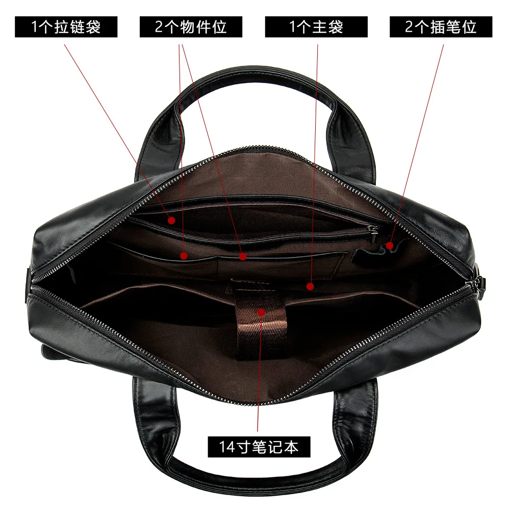 

Vintage Genuine Leather Handbag Men's travel bags Large 14" Laptop Shoulder bag Cow Leather Crossbody Messenger bag for Men 2020