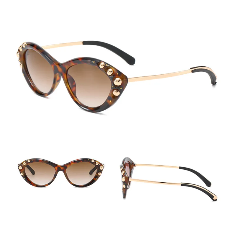 

Модные индивидуальные женские солнцезащитные очки, американские женские солнцезащитные очки кошачий глаз, солнцезащитные очки с перекрестной границей и инкрустированными бриллиантами в стиле ретро uv400