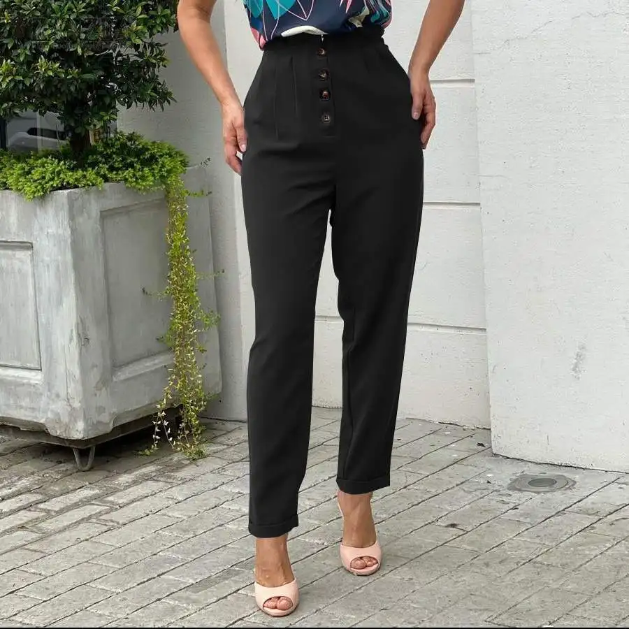 

ZANZEA High Waist Pleated Pant Women Fashion Long Pencil Pants 2021 Summer Solid Suit Trouser Office Lady Elegant Casual Trouser