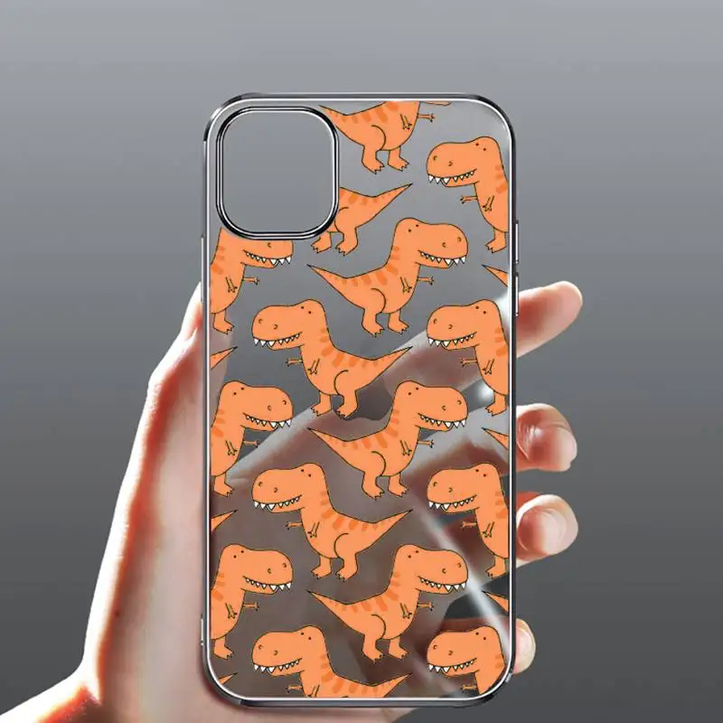 

Cute Dinosaur Baby Fashion Phone Case Transparent for iPhone Samsung 11 12 6 7 8 9 30 Pro X Max XR Plus lite